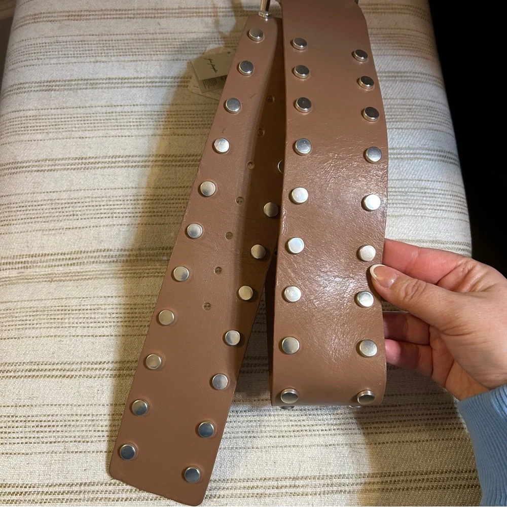 NWT Free People Hex Studded Hip Belt Mocha Mousse